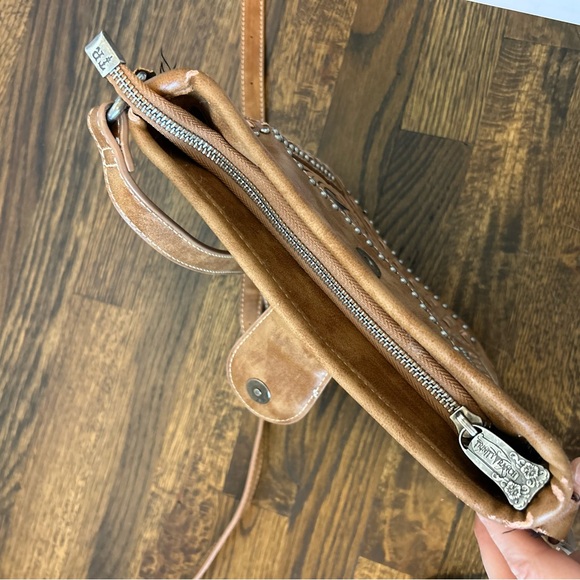 Trinity Ranch Montana West Brown Tooled Studded Design Western Crossbody Bag - Picture 6 of 14